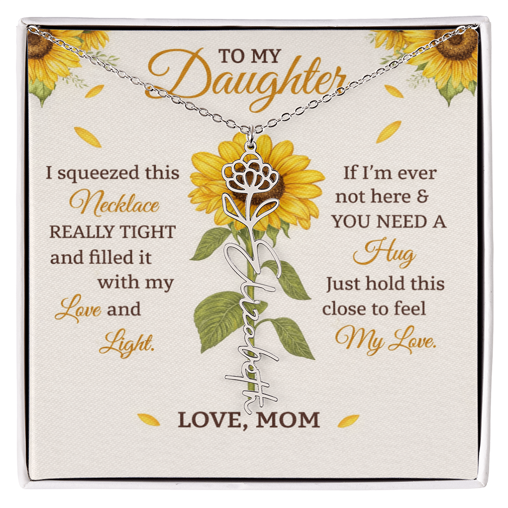 Personalized Sunflower Daughter Birth flower Name Birthday Necklace Gift