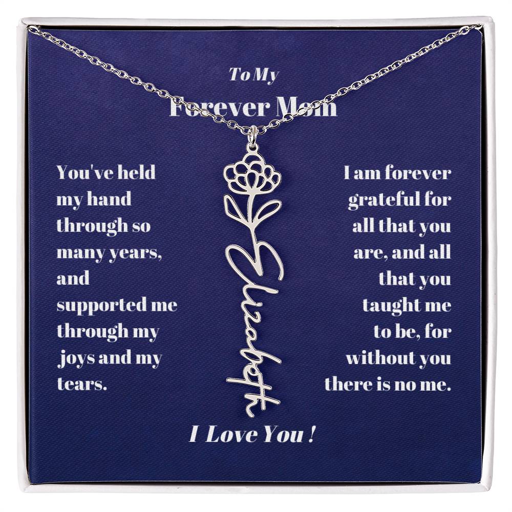 To My Forever Mom  Personalized Birth Flower Name Necklace Gift for Stepmom Foster Mother-[Heartfelt Family Gift]