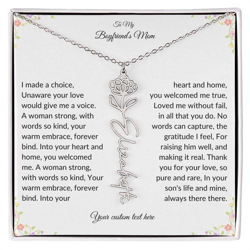To My Boyfriends Mom Birth flower Name Necklace-[Heartfelt Family Gift]