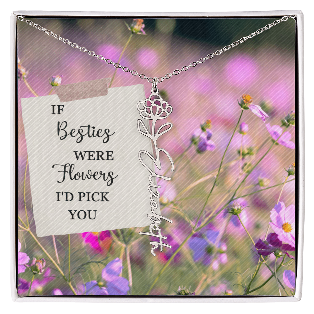 Best Friend Flower Name Necklace