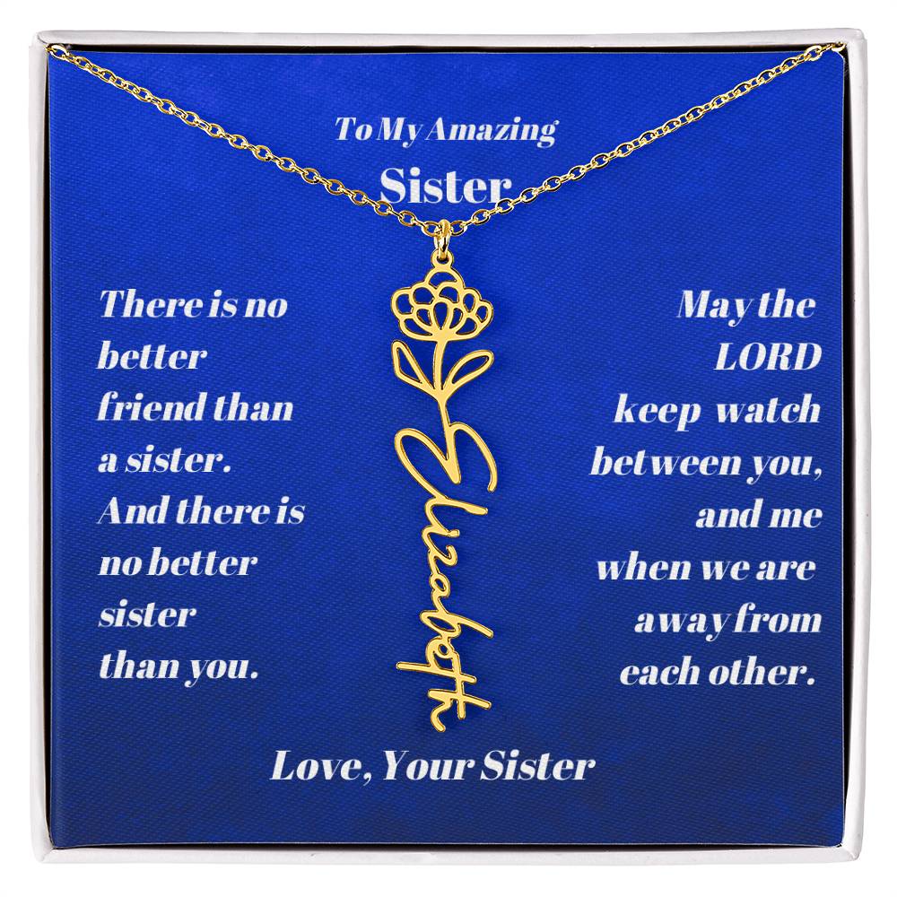 Sister Personalized Birth Flower Name Necklace Gift-[Heartfelt Family Gift]
