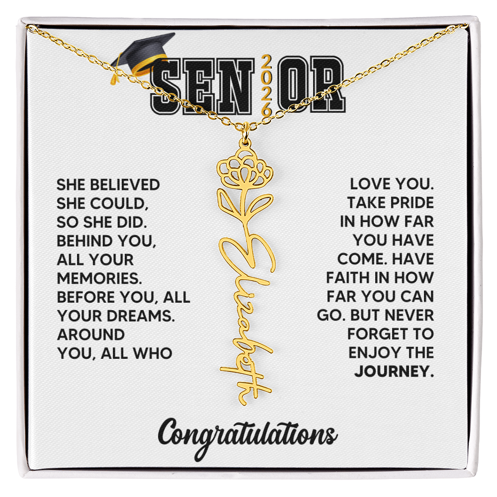 Class of 2026 Graduation Birthflower Necklace Gift