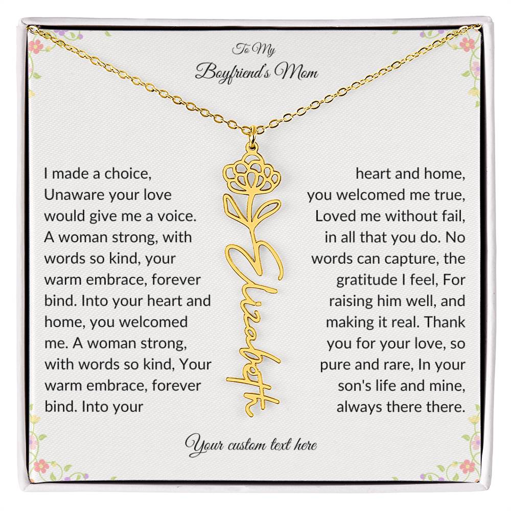 To My Boyfriends Mom Birth flower Name Necklace-[Heartfelt Family Gift]