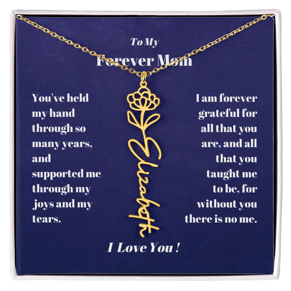 To My Forever Mom  Personalized Birth Flower Name Necklace Gift for Stepmom Foster Mother-[Heartfelt Family Gift]