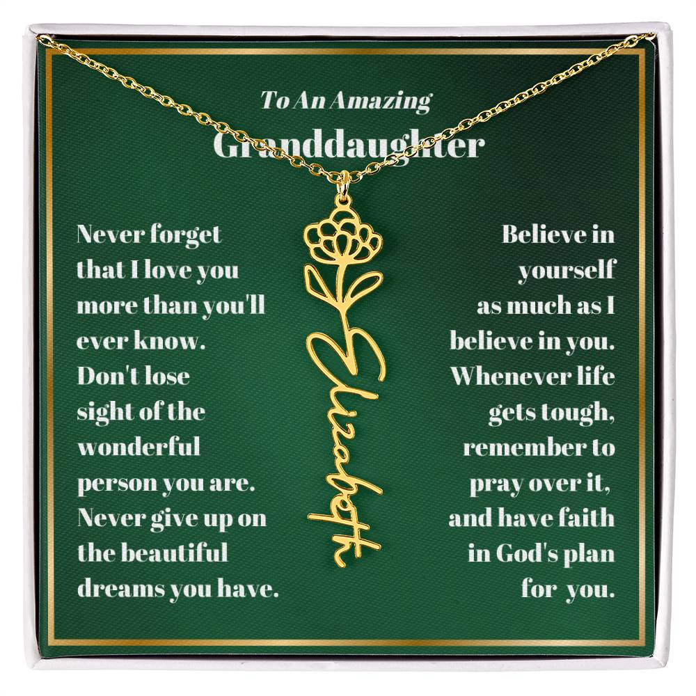 Granddaughter Personalized Name Birth Flower Necklace Gift-[Heartfelt Family Gift]