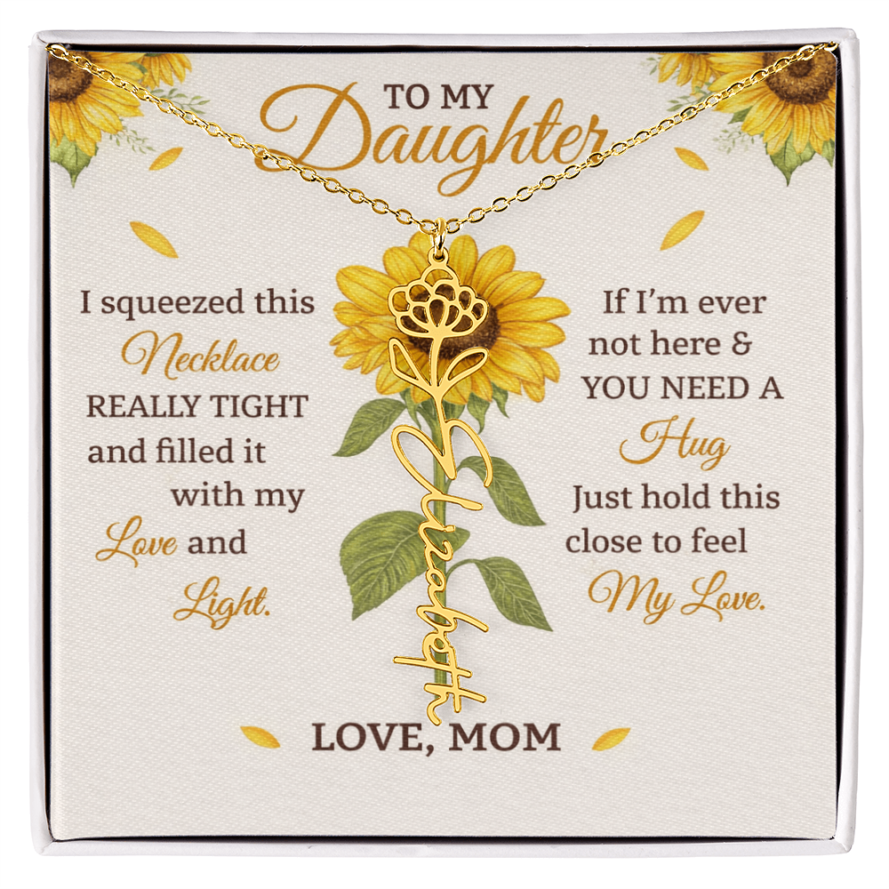 Personalized Sunflower Daughter Birth flower Name Birthday Necklace Gift