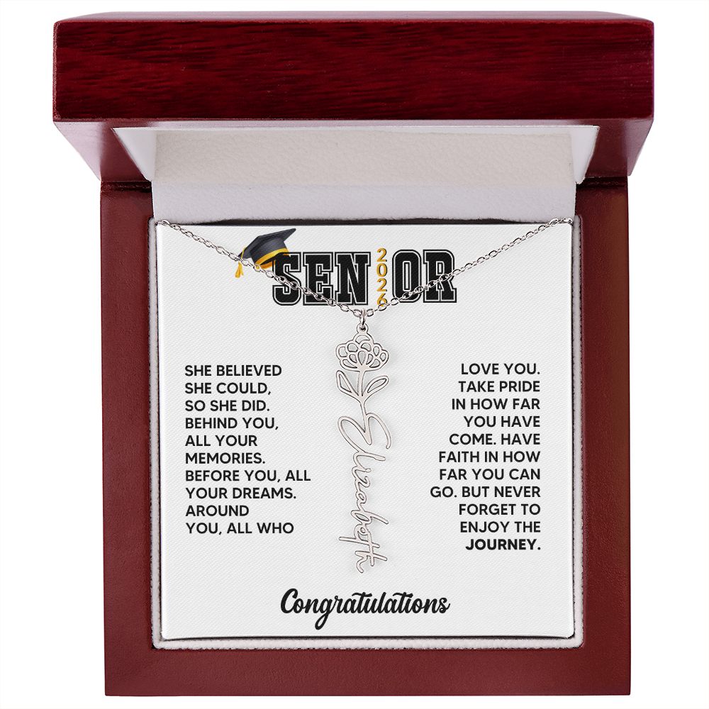 Class of 2026 Graduation Birthflower Necklace Gift