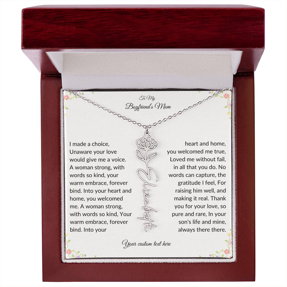 To My Boyfriends Mom Birth flower Name Necklace-[Heartfelt Family Gift]