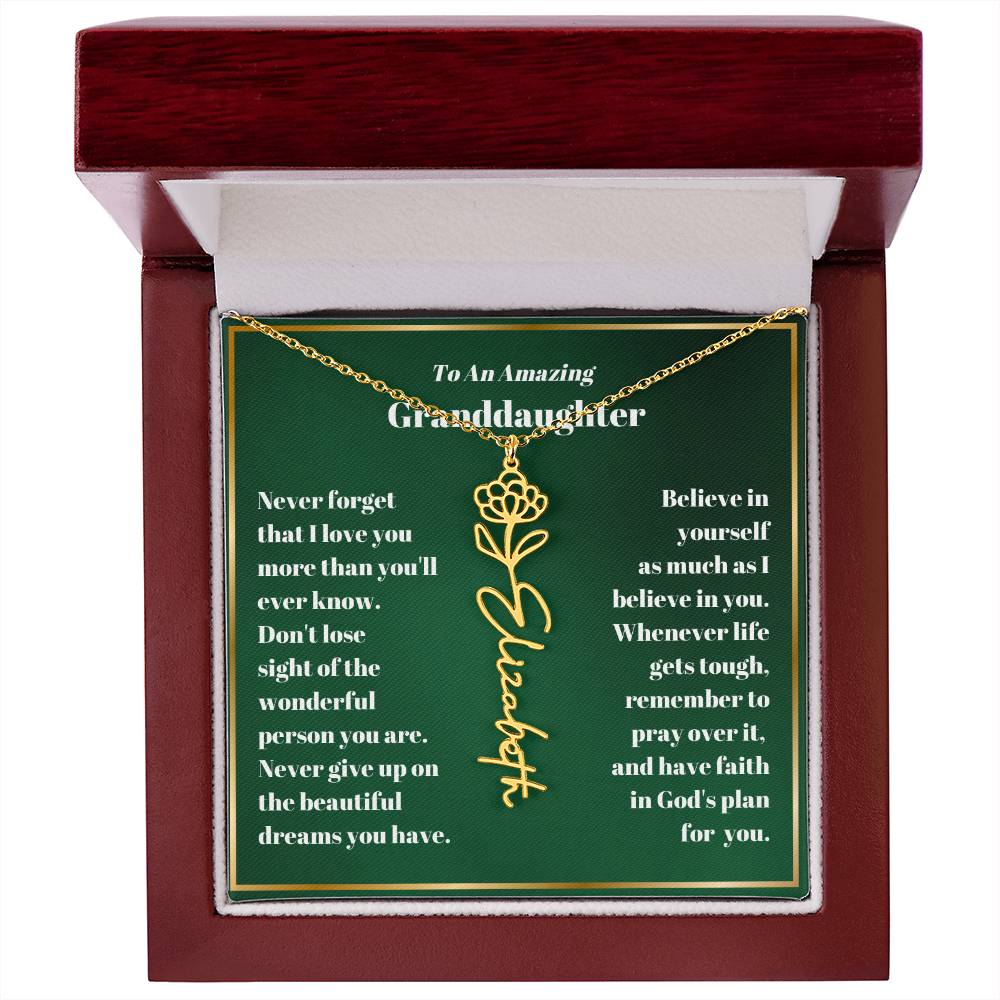 Granddaughter Personalized Name Birth Flower Necklace Gift-[Heartfelt Family Gift]