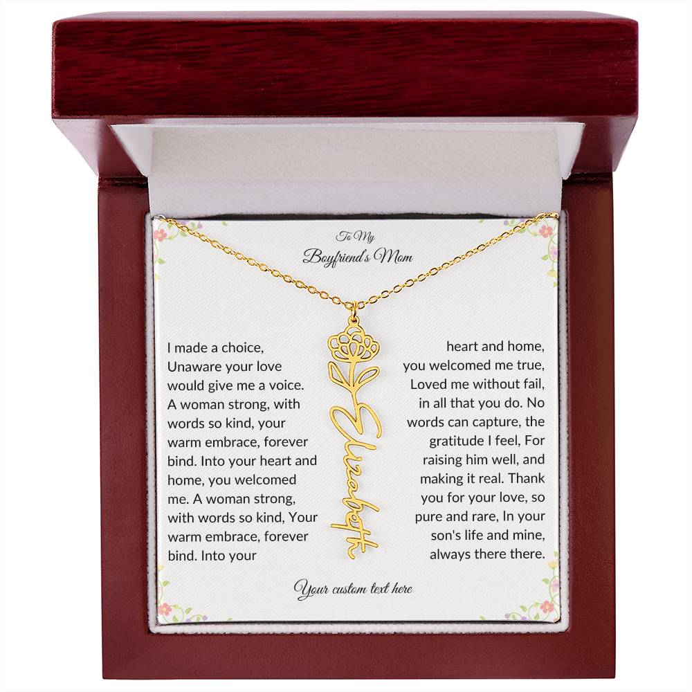 To My Boyfriends Mom Birth flower Name Necklace-[Heartfelt Family Gift]