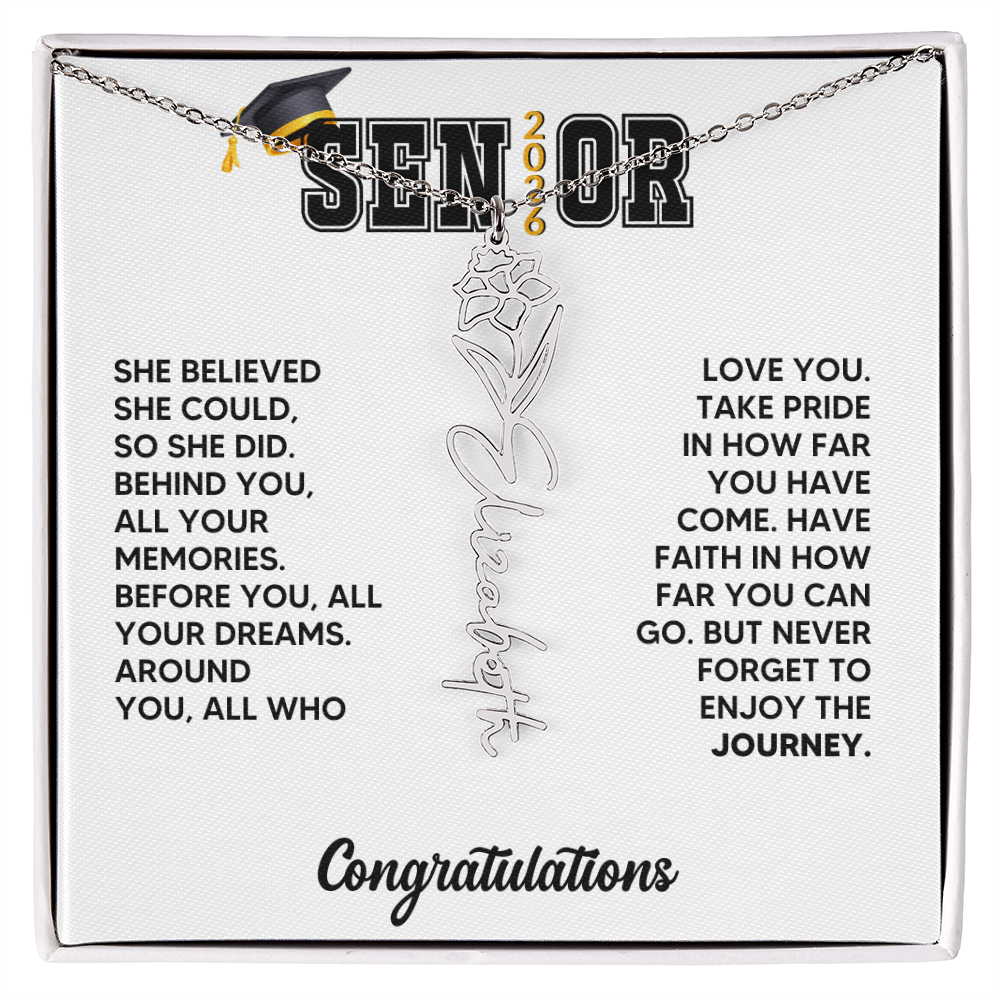 Class of 2026 Graduation Birthflower Necklace Gift