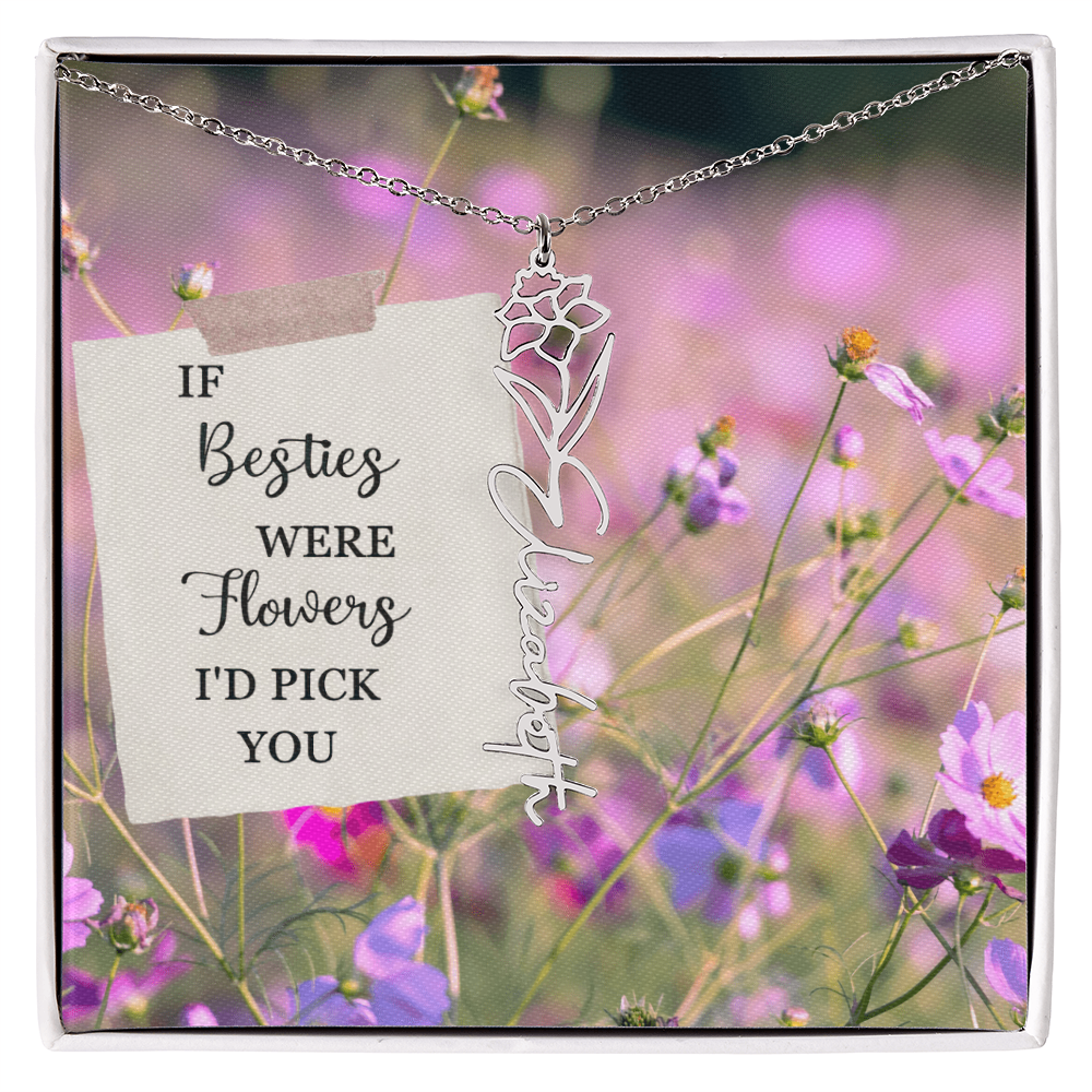 Best Friend Flower Name Necklace