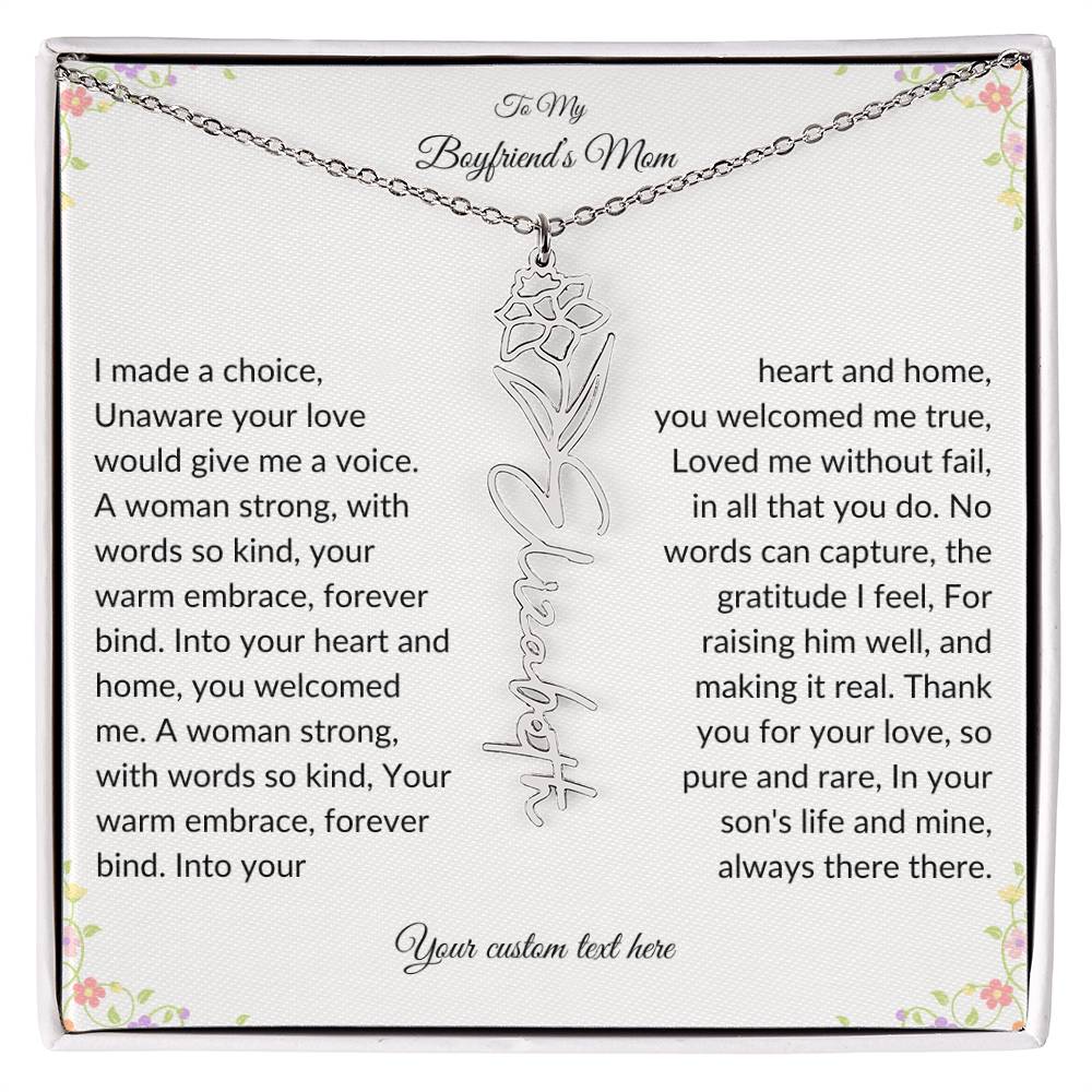 To My Boyfriends Mom Birth flower Name Necklace-[Heartfelt Family Gift]