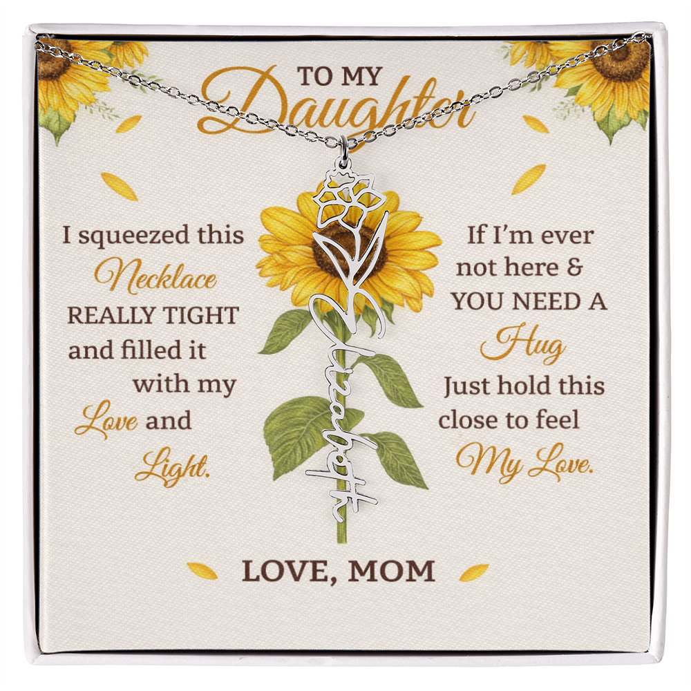 Personalized Sunflower Daughter Birth flower Name Birthday Necklace Gift