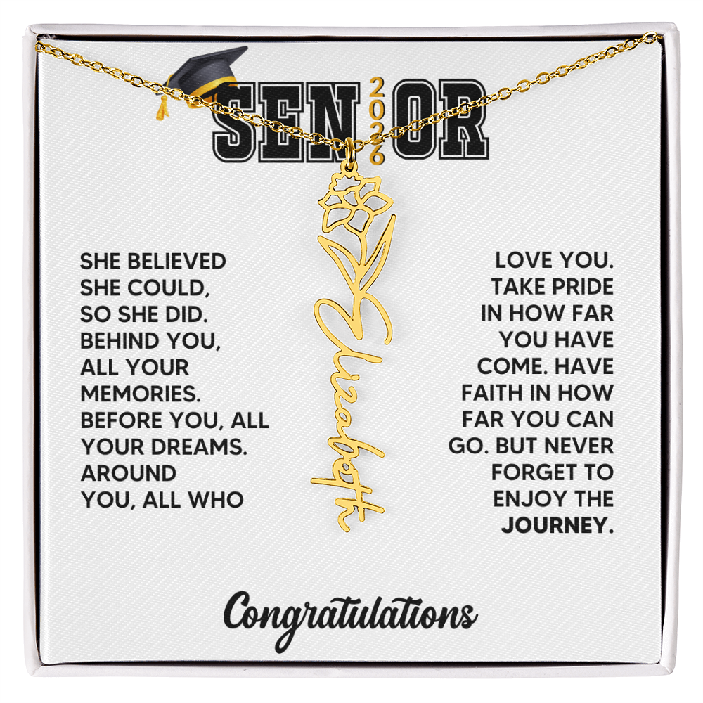 Class of 2026 Graduation Birthflower Necklace Gift