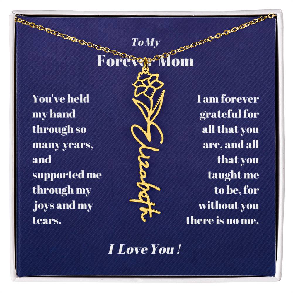 To My Forever Mom  Personalized Birth Flower Name Necklace Gift for Stepmom Foster Mother-[Heartfelt Family Gift]