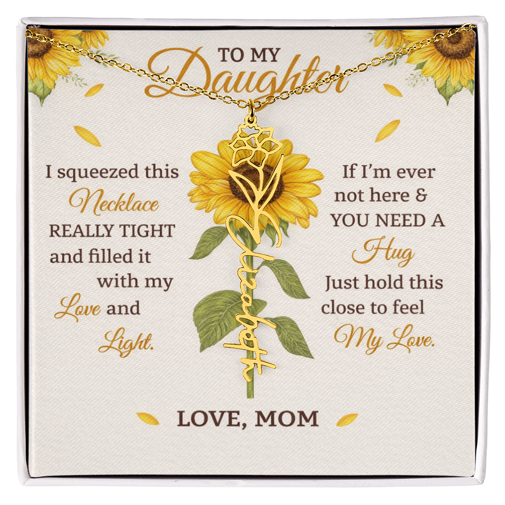 Personalized Sunflower Daughter Birth flower Name Birthday Necklace Gift