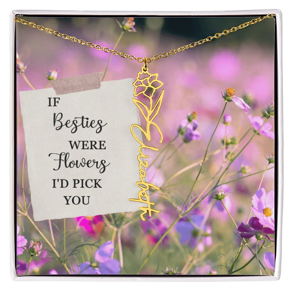 Best Friend Flower Name Necklace