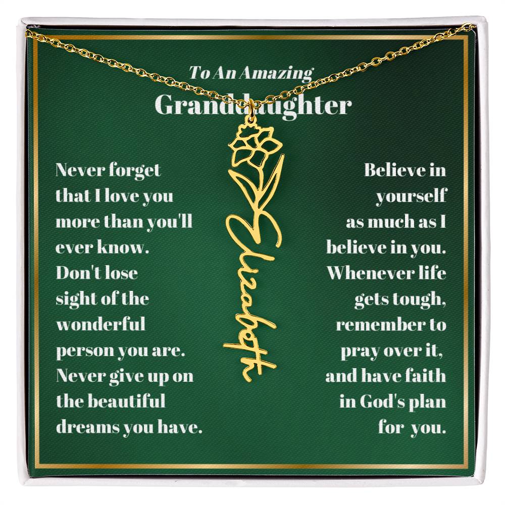 Granddaughter Personalized Name Birth Flower Necklace Gift-[Heartfelt Family Gift]