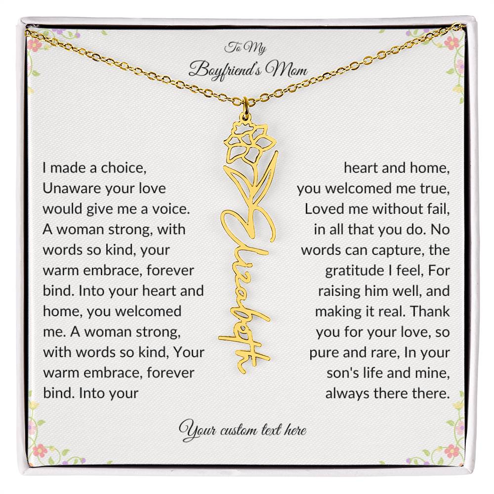 To My Boyfriends Mom Birth flower Name Necklace-[Heartfelt Family Gift]