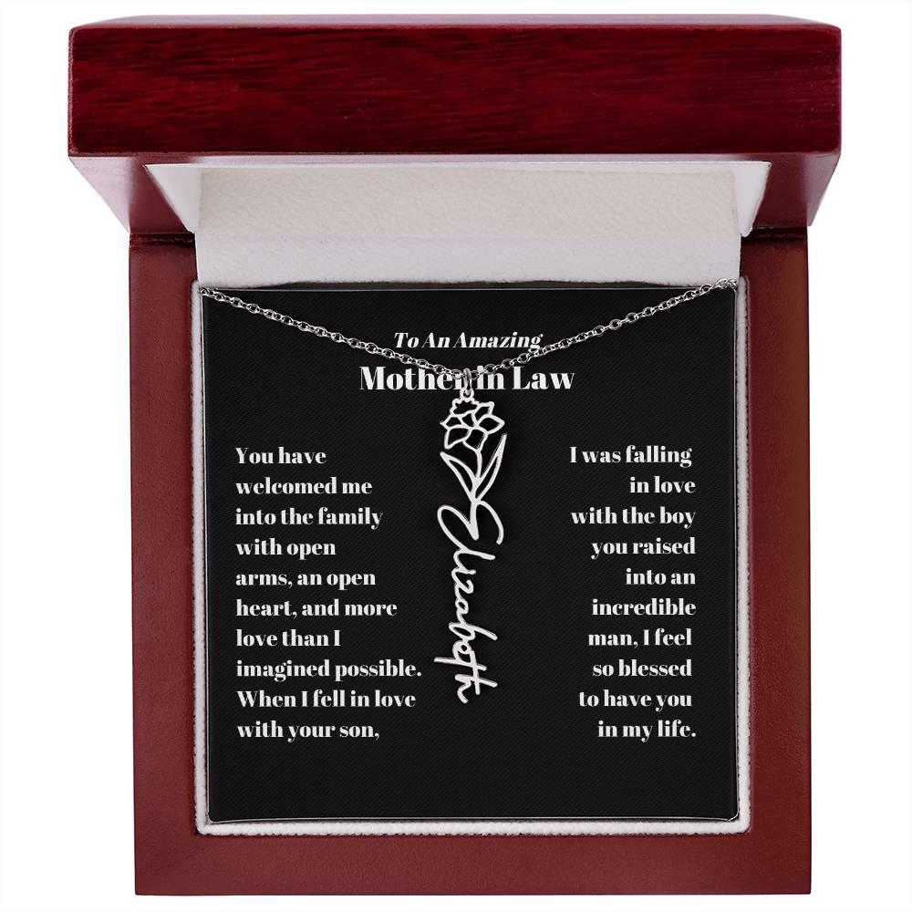 Mother in Law Personalized Birth flower Name Necklace-[Heartfelt Family Gift]