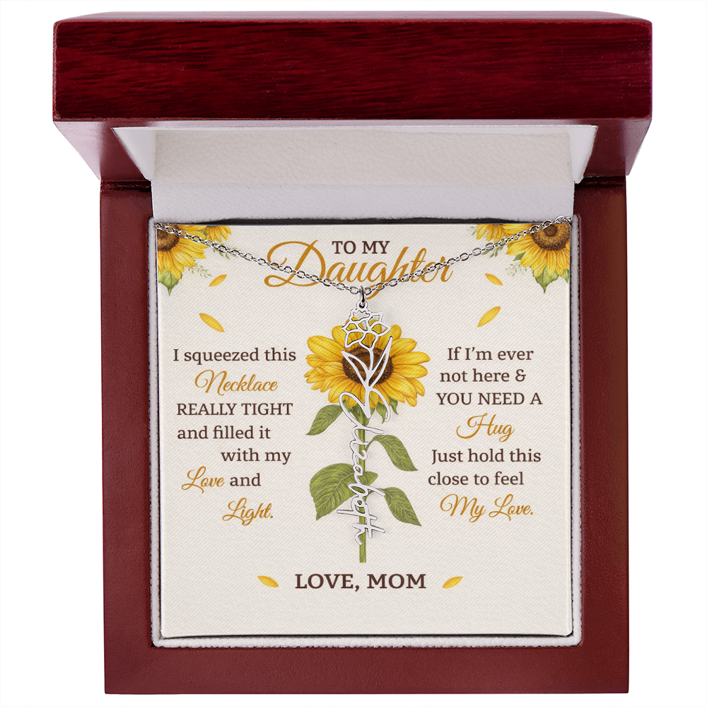 Personalized Sunflower Daughter Birth flower Name Birthday Necklace Gift
