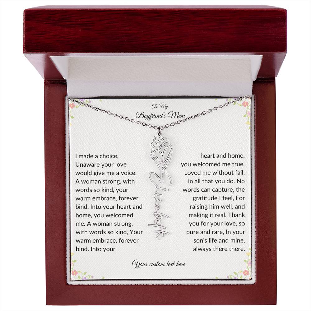 To My Boyfriends Mom Birth flower Name Necklace-[Heartfelt Family Gift]
