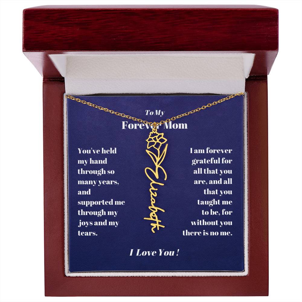 To My Forever Mom  Personalized Birth Flower Name Necklace Gift for Stepmom Foster Mother-[Heartfelt Family Gift]