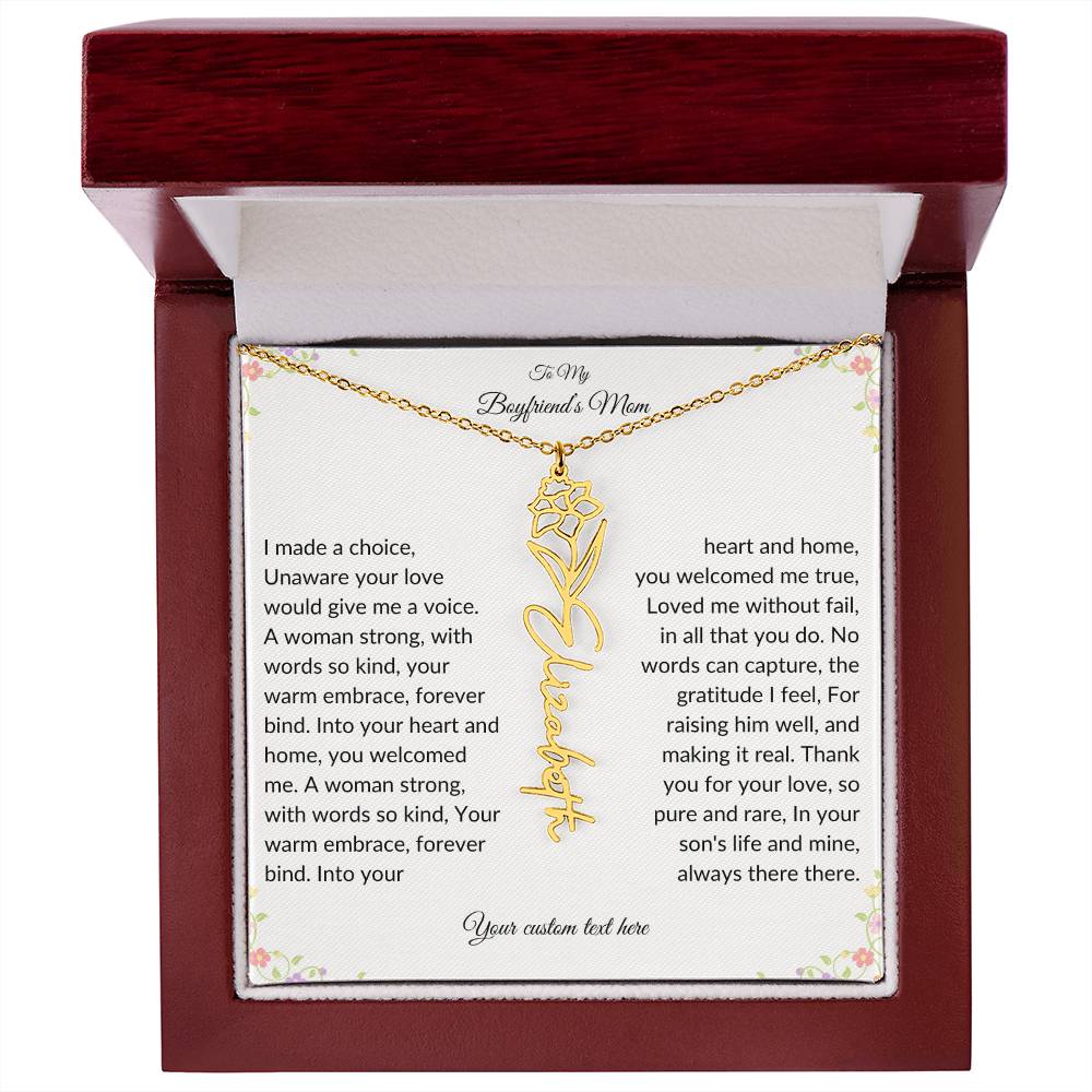 To My Boyfriends Mom Birth flower Name Necklace-[Heartfelt Family Gift]