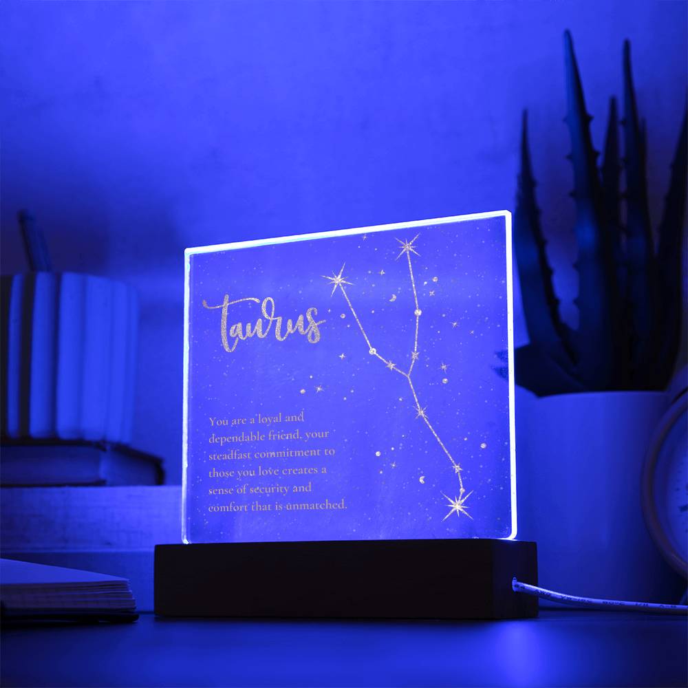 Taurus Lighted Acrylic Plaque-[Heartfelt Family Gift]