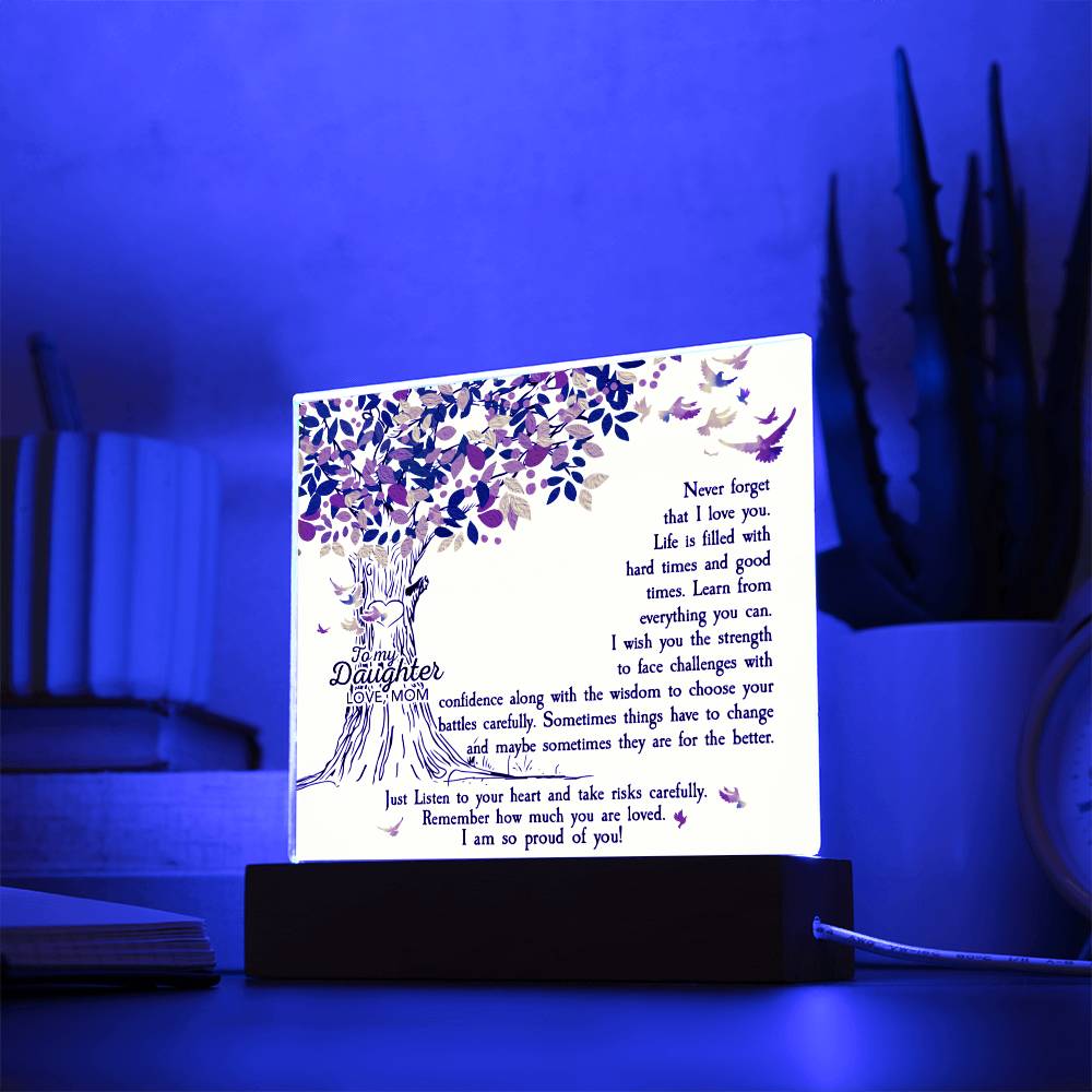 Daughter Never Forget I Love You Lighted Acrylic Plaque-[Heartfelt Family Gift]