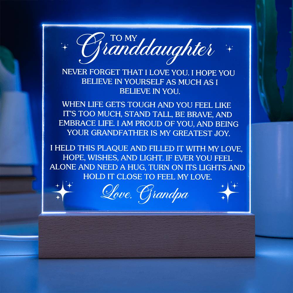 To My Granddaughter Acrylic Lighted Plaque