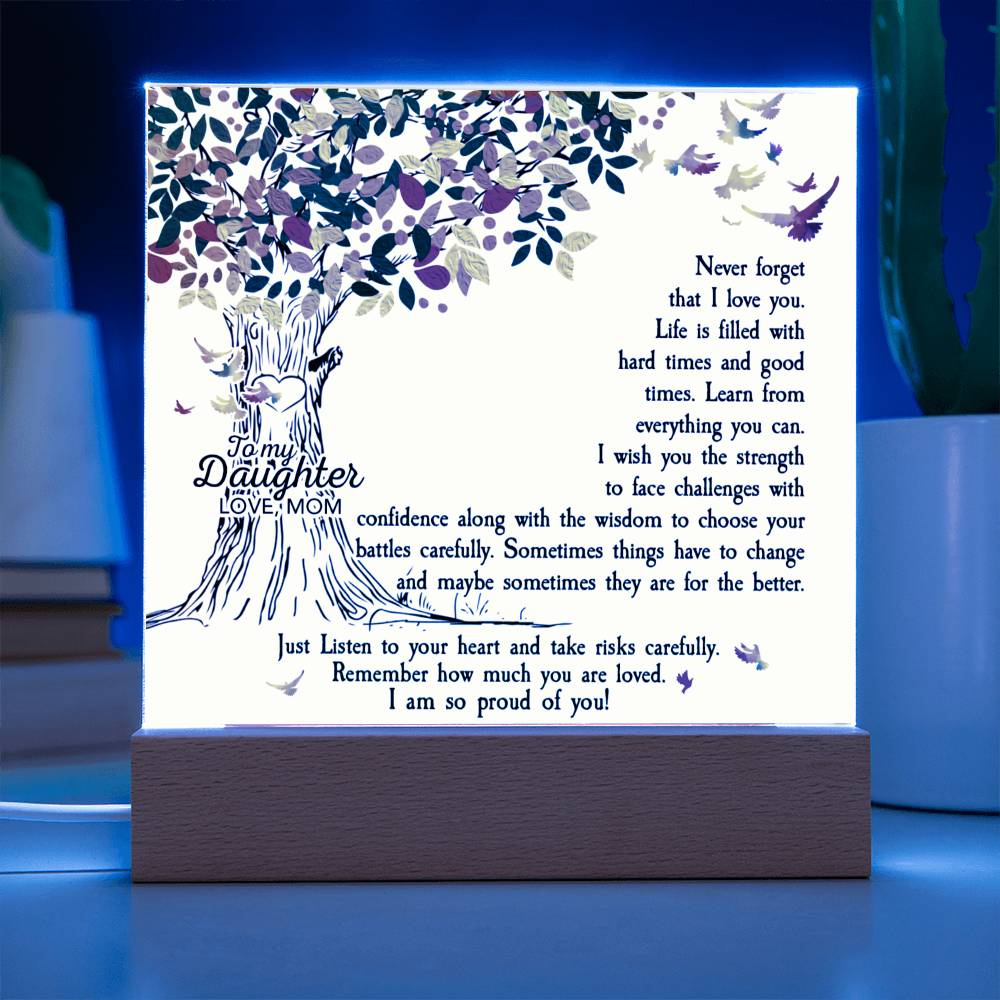 Daughter Never Forget I Love You Lighted Acrylic Plaque-[Heartfelt Family Gift]