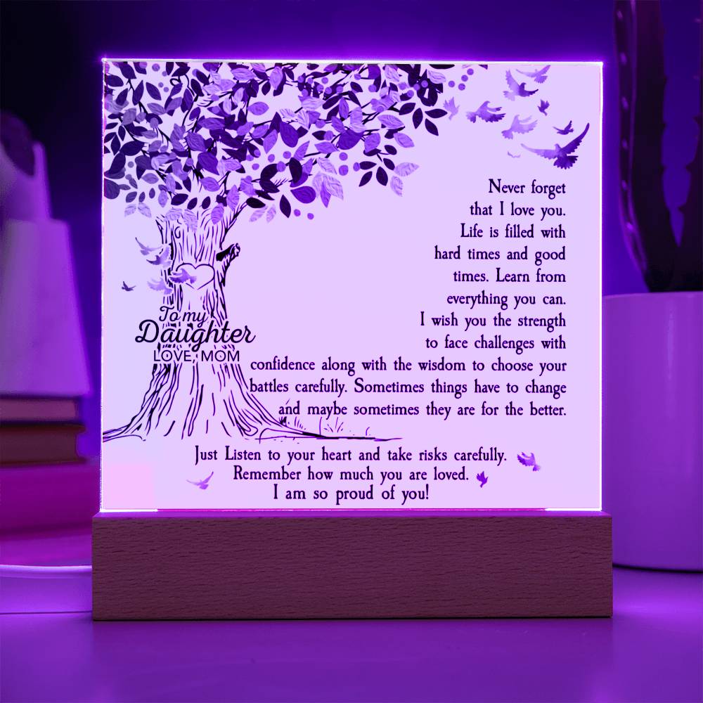 Daughter Never Forget I Love You Lighted Acrylic Plaque-[Heartfelt Family Gift]