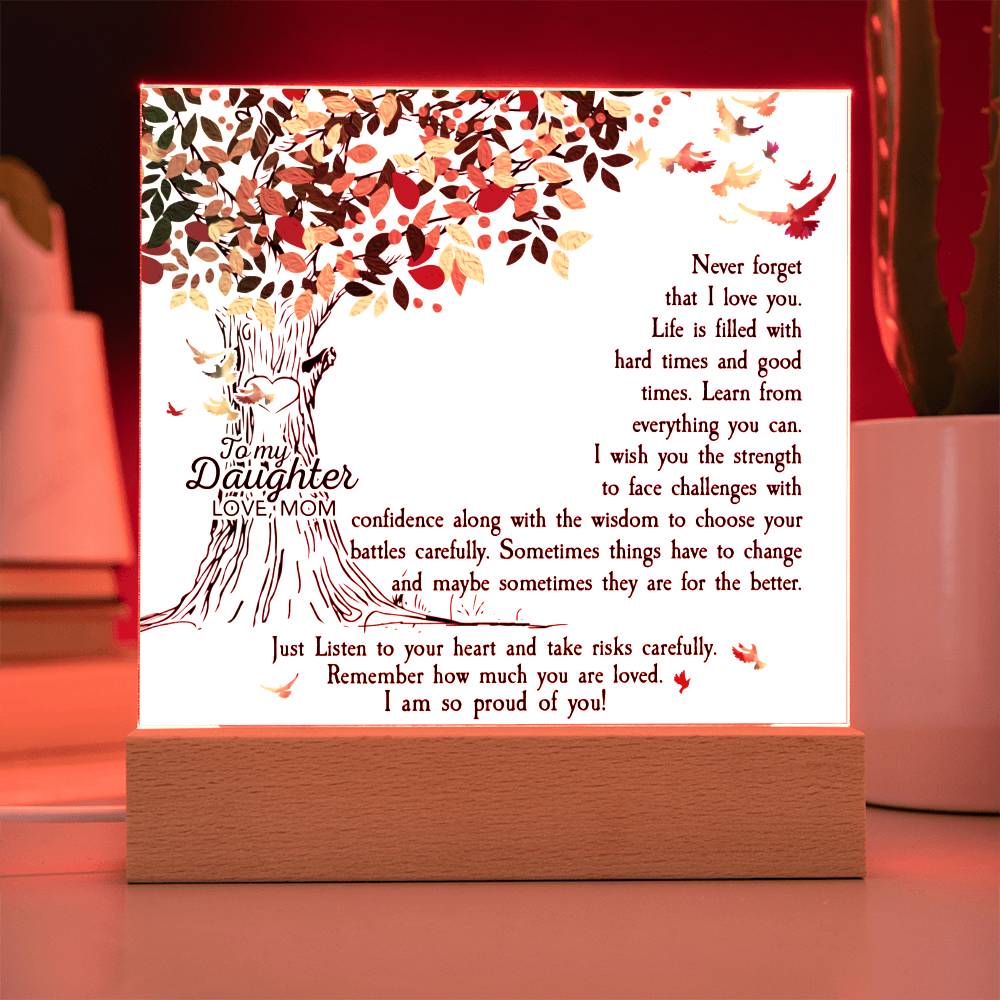 Daughter Never Forget I Love You Lighted Acrylic Plaque-[Heartfelt Family Gift]