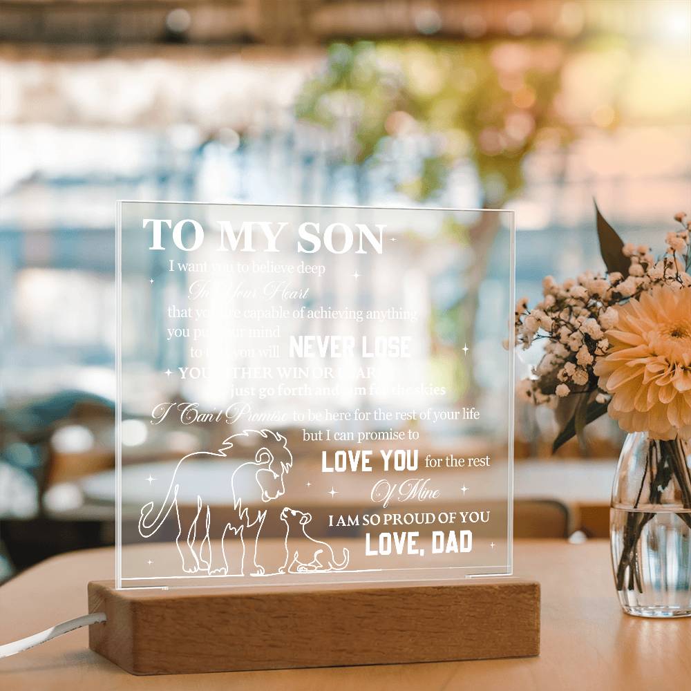 To My Son from Dad Acrylic Heart Plaque Gift