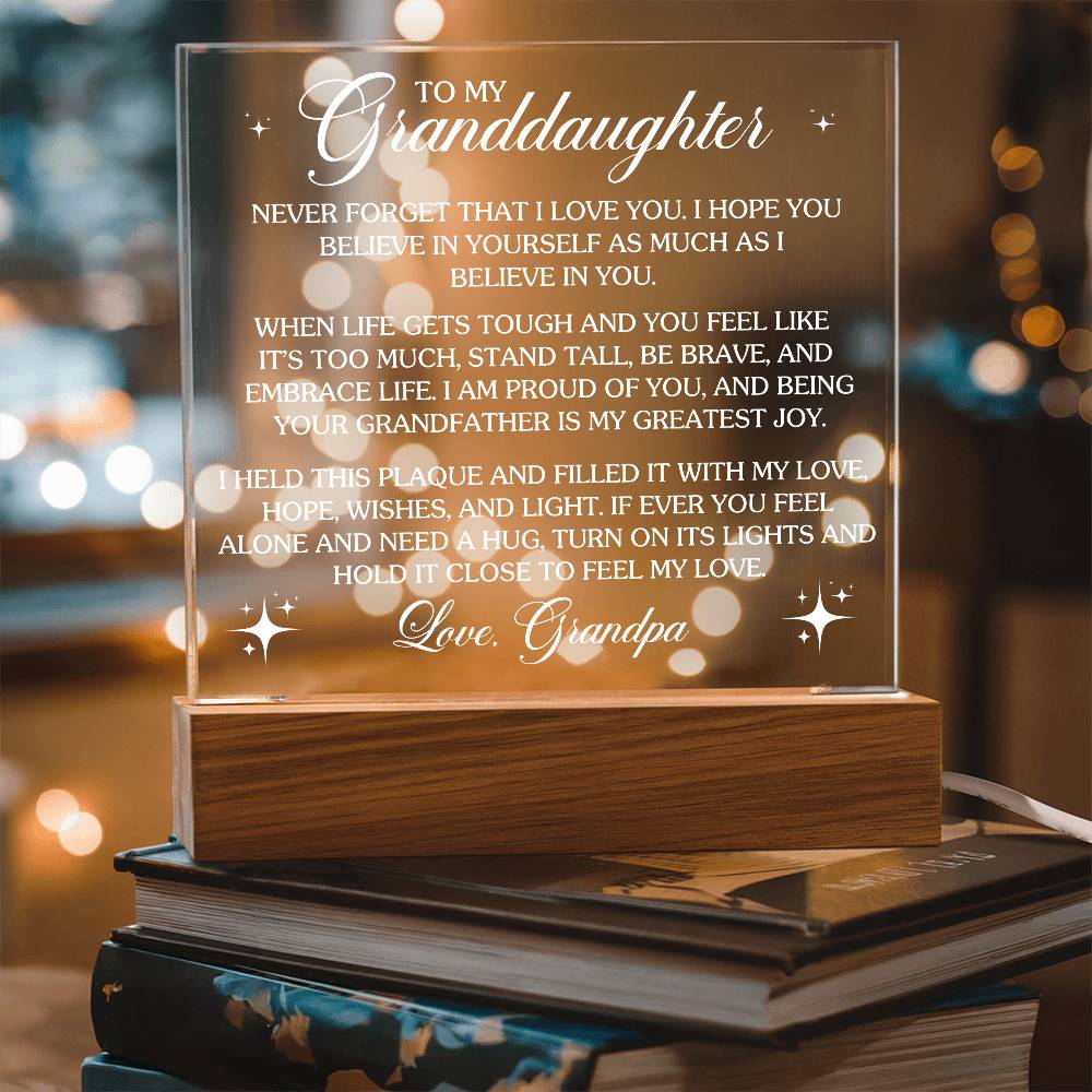 To My Granddaughter Acrylic Lighted Plaque