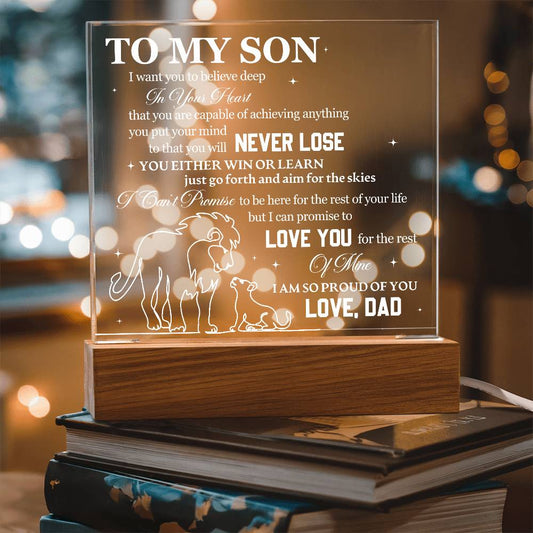 To My Son from Dad Acrylic Heart Plaque Gift