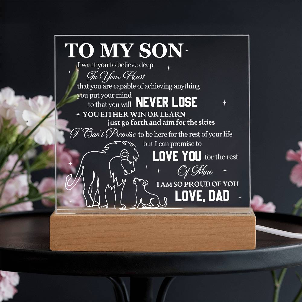 To My Son from Dad Acrylic Heart Plaque Gift