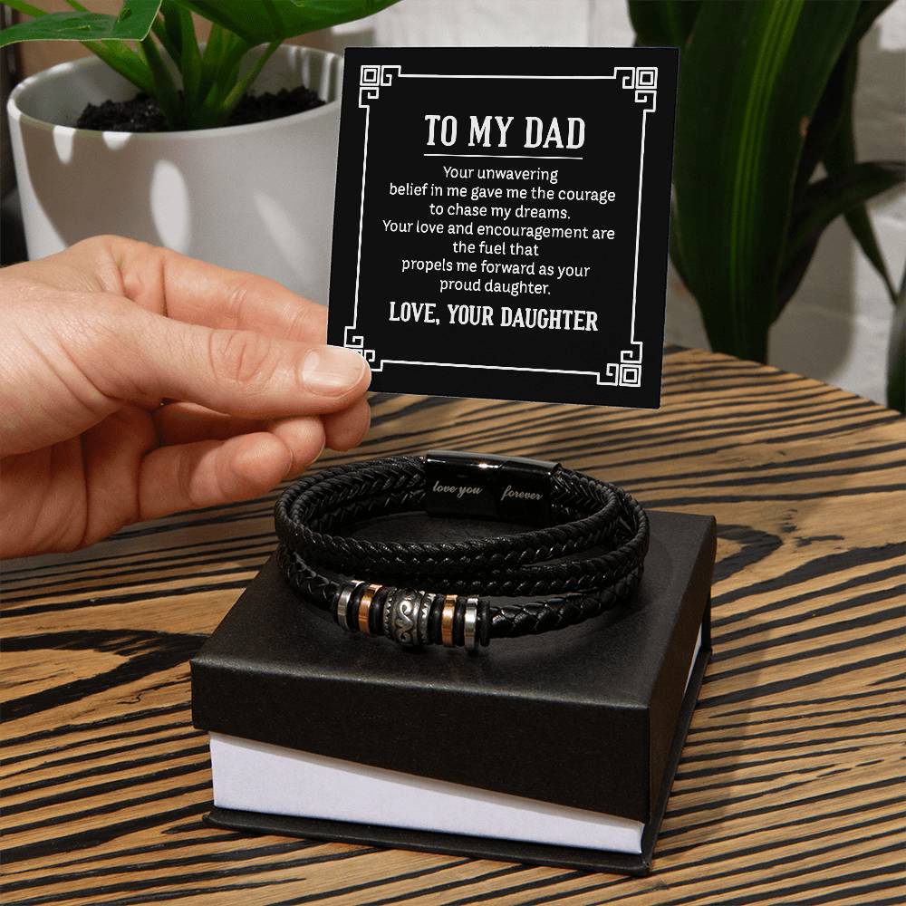 Dad from Daughter Love Your Forever Men's Bracelet-[Heartfelt Family Gift]