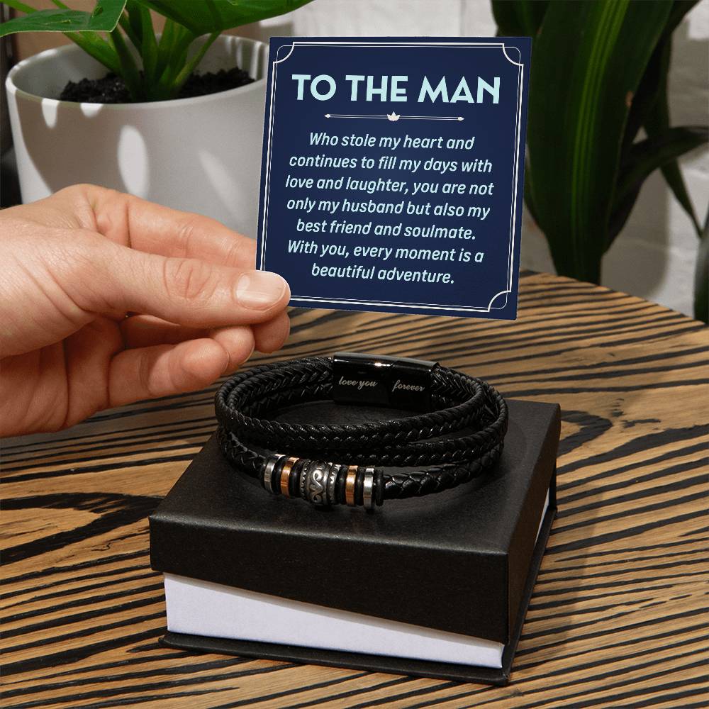 Husband - To The Man That Stole my Heart- Love Your Forever Men's Bracelet-[Heartfelt Family Gift]