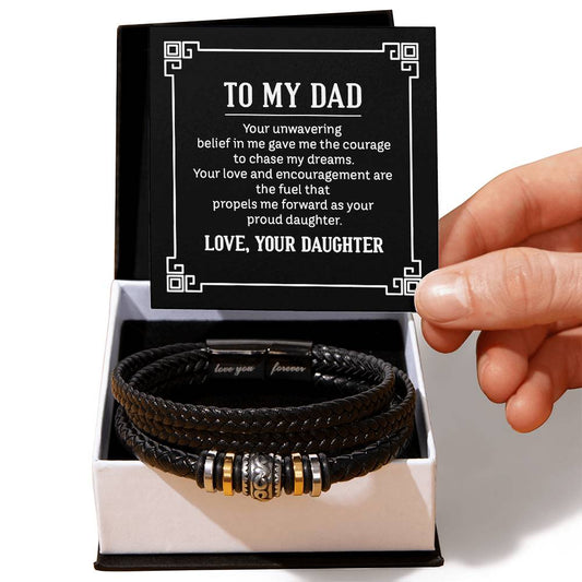 Dad from Daughter Love Your Forever Men's Bracelet-[Heartfelt Family Gift]