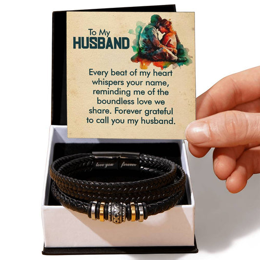 Husband Beat of My Heart Love Your Forever Men's Bracelet-[Heartfelt Family Gift]