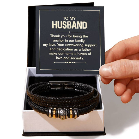 Husband Family's Anchor Love Your Forever Men's Bracelet-[Heartfelt Family Gift]