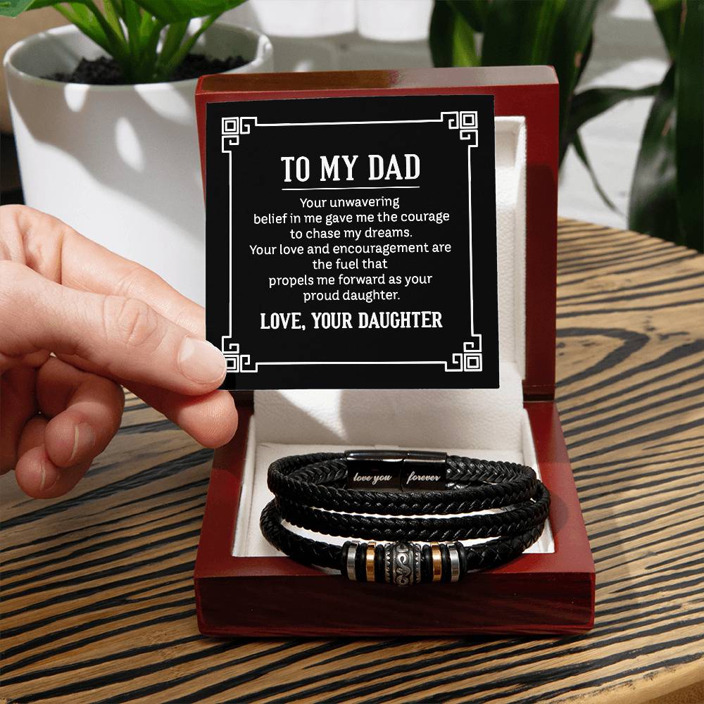 Dad from Daughter Love Your Forever Men's Bracelet-[Heartfelt Family Gift]