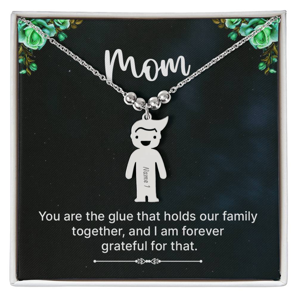 Mom Grateful Engraved Kids Charm Necklace-[Heartfelt Family Gift]