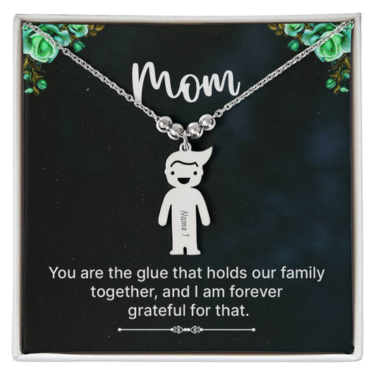 Mom Grateful Engraved Kids Charm Necklace-[Heartfelt Family Gift]