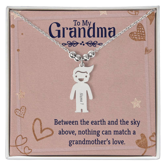 Grandmothers Love Engraved Child Charm Necklace-[Heartfelt Family Gift]