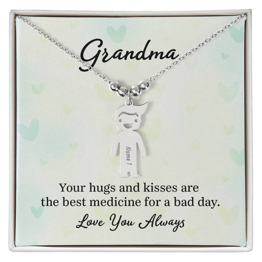 Grandma Love You Always Engraved Kid Charms Necklace-[Heartfelt Family Gift]