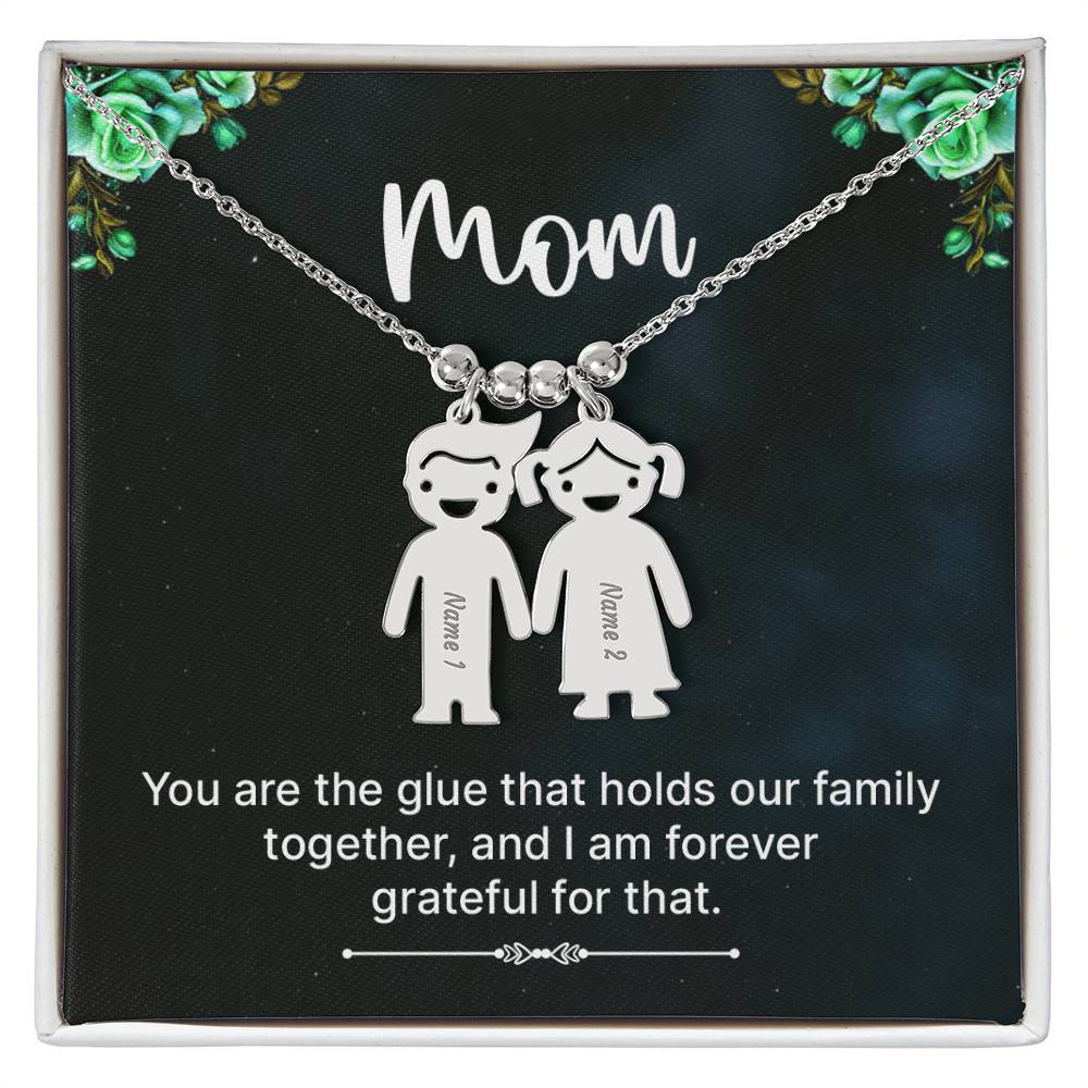 Mom Grateful Engraved Kids Charm Necklace-[Heartfelt Family Gift]